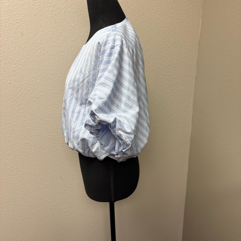Gianni Bini Blue White Stripe Blouse Dolman Sleeve Lined Top Large Chic - Picture 3 of 10